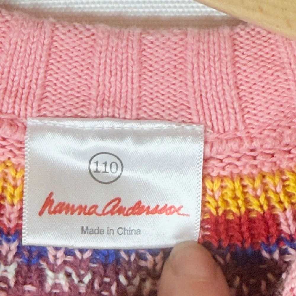 Hanna Andersson Girls 110 5 Sweater Fair Isle Pink‎ Knit Pullover Coquette Sweet